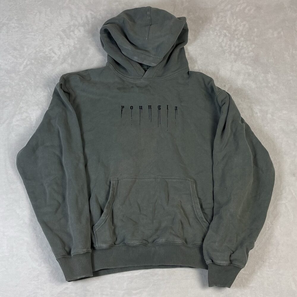 YoungLA Drippy Skull Men's Green Pullover Hoodie Size L